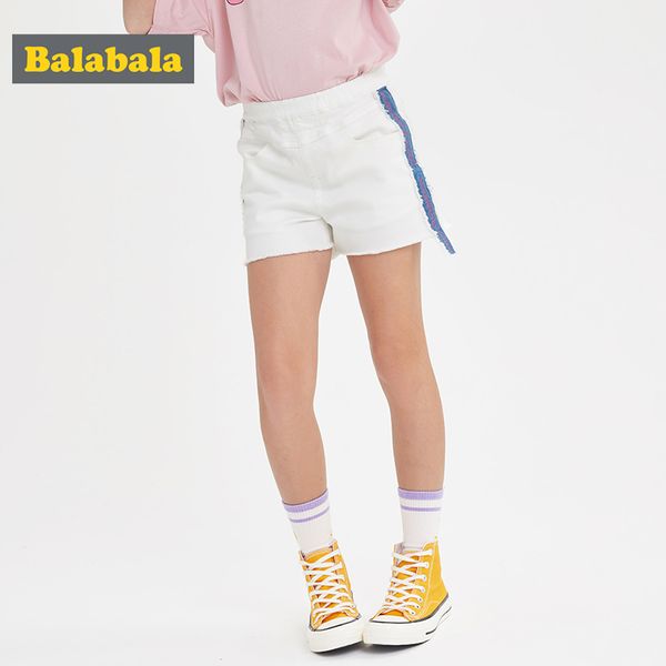 

balabala девочек брюки детей джинсовые шорты 2020 лето дышащая прохладно моды комфортно прохладно тенденция кружева y200704, Black