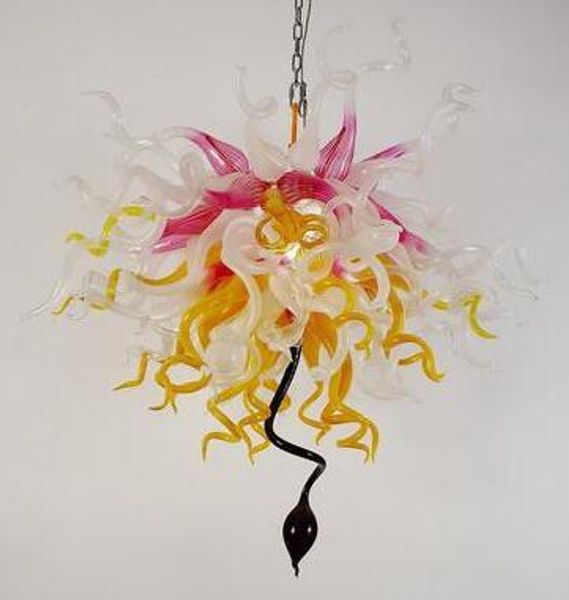 

fancy pink shade yellow color girls room decor led light handmade blown glass chandelier chain chandeliers and pendant lights