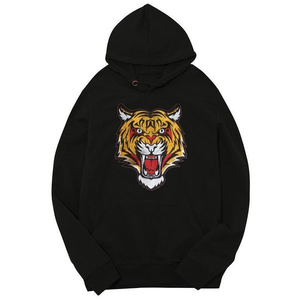 

big tiger embroidery man hoodise spring and autumn designer fleece hoodies fashion teenager couples matching clothes, Black