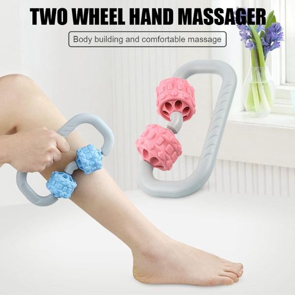 

2 wheel trigger point massage roller muscle relaxer neck arm leg waist massager yoga fitness equipment dropshipping