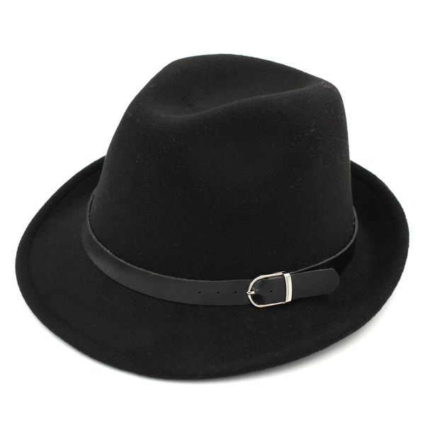 

new fashion men women wool blend fedora trilby cap gangster caps jazz hat black leather band, Blue;gray