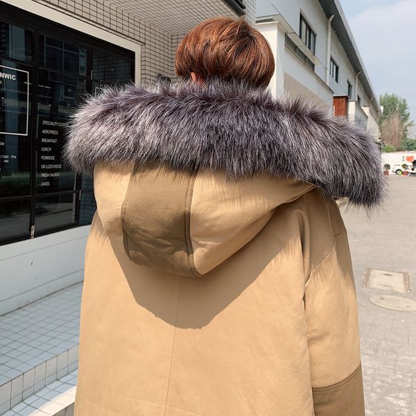 

мужская хлопчатобумажная одежда 2019 осень и зима новый толстый свободный свободный длинный меховой воротник хлопок молодежная личность тенд, Black