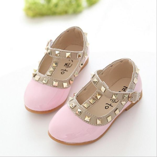 

12m 2 3 4 5 8 7 10 12 11 years kids baby fashion rivet wedding party leather shoes 2018 new girls school princesses shoes 25, Black;grey