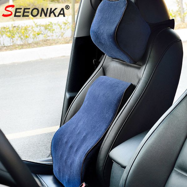 

orthopaedic back support lumbar cushion for car & headrest neck pillow kit ergonomic 3d design fit body curve improve posture
