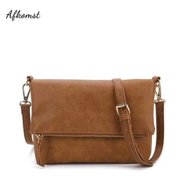 

afkomst casual women small crossbody bag brown vintage satchel purse soft lightweight front flap design messenger bag ct30080