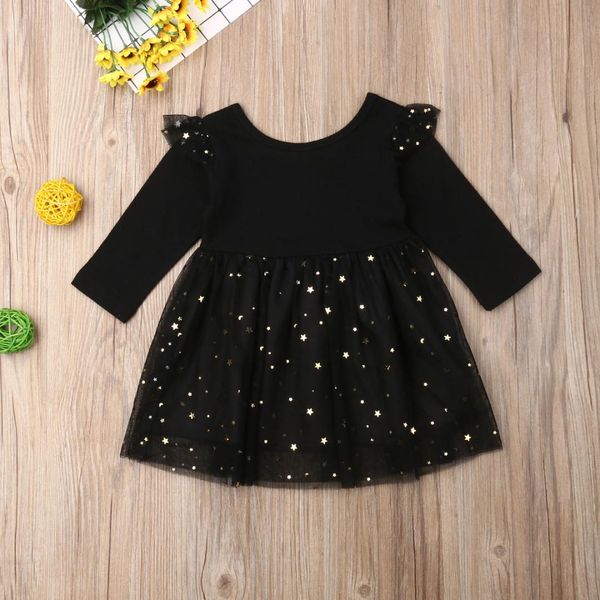 

kids baby flower girls party sequins dress wedding bridesmaid dresses ages 1-5y solid color sequined long sleeve stitching, Red;yellow