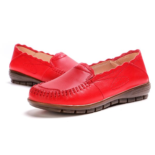 

women pu leather walking shoes slip-on ballet women flats cut out solid moccasins ladies footwear sneaker spring summer size 41, Black