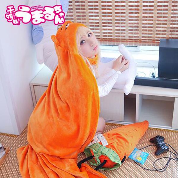

himouto umaru-chan cloak anime umaru chan doma umaru cosplay costume flannels cloaks blanket soft cap hoodie, Black;red
