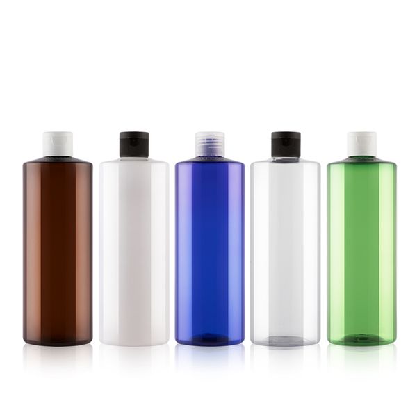 

12pcs 500ml white brown pet refillable bottle for cosmetics plastic bottle with flap cover shampoo lotion containers