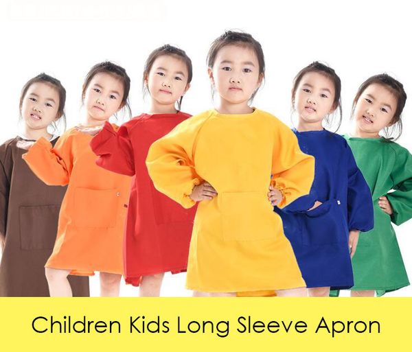 

children kids long sleeve apron drawing painting waterproof smock for practice brushwork