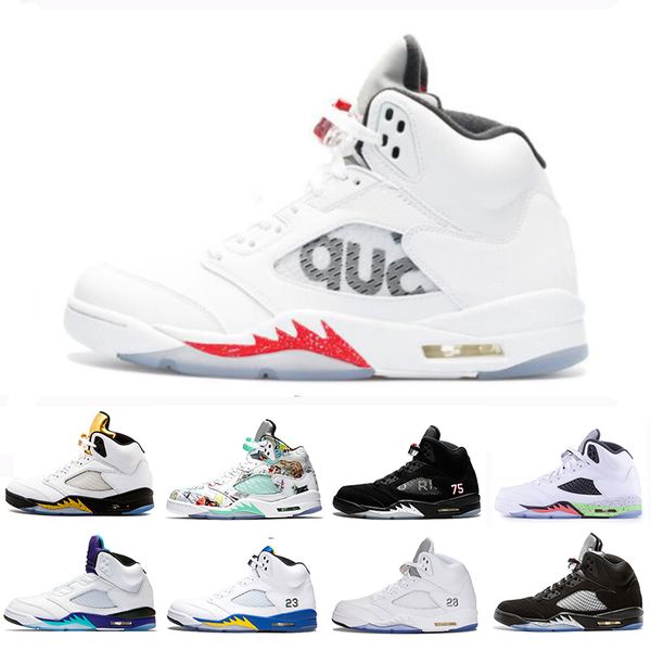 

mens 5 shoes Black Metallic 3M Reflect Black Grape Oreo Basketball Shoes Men 5s Red Suede CDP White Cement Sneakers size 40-47