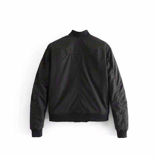 

autumn solid color casual slim long-sleeved zipper shirt cotton clothing ladies cotton coat, Black