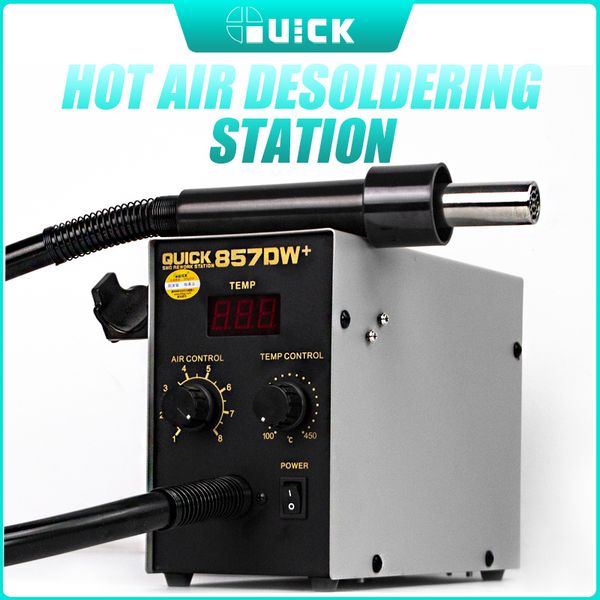 

quick 857dw+ air gun with heater bga rework station smd rework soldering station 580w lead air soldering