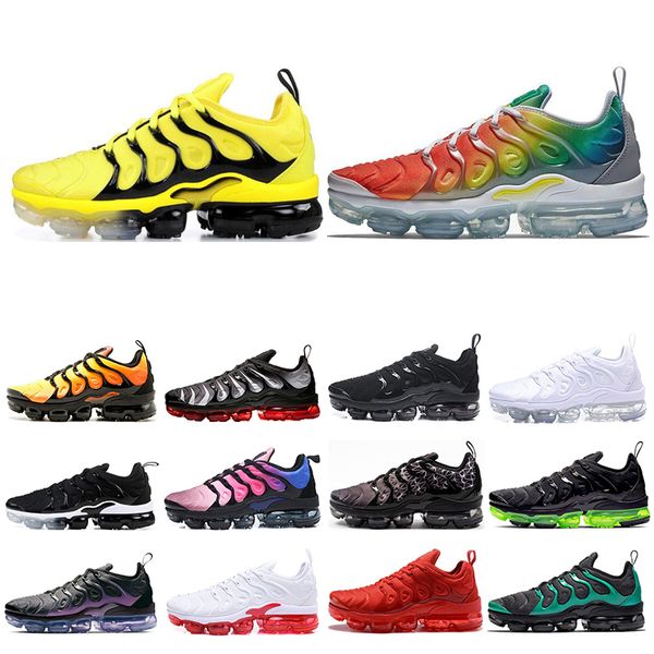 

stock x tn plus rainbow mens womens running shoes bumblebee sunset active fuchsia eagles triple black white women sports sneakers size 36-45