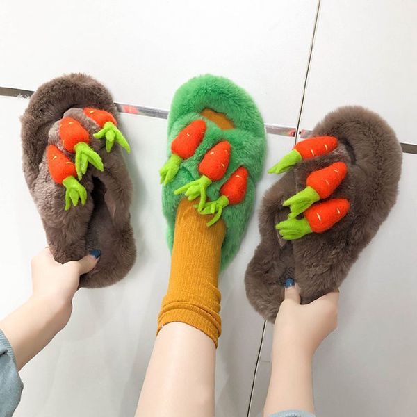 

carrot hair hair slipper female outside wear autumn winter new style all go together web celebrity cross drag ins tide, Black
