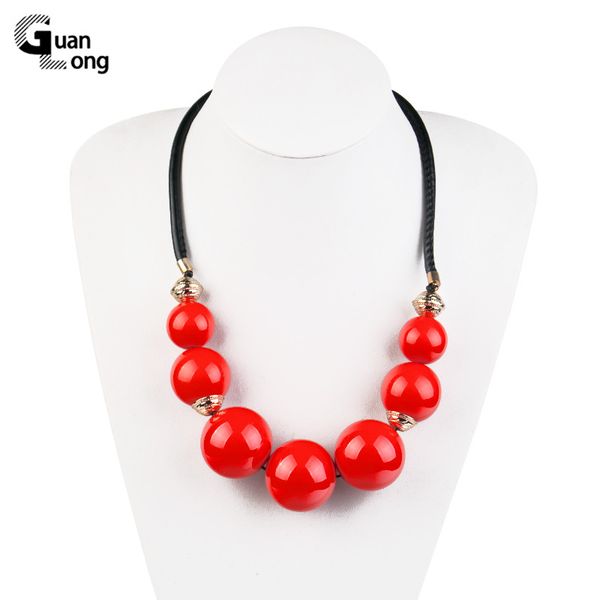 

guanlong fashion rope custom/pendant necklaces charms red beads necklace women designer acrylic resin necklace jewelry female, Silver
