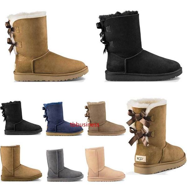 

designer australia women classic snow boots ankle short bow fur boot for winter chestnut women winter shoes size 36-41