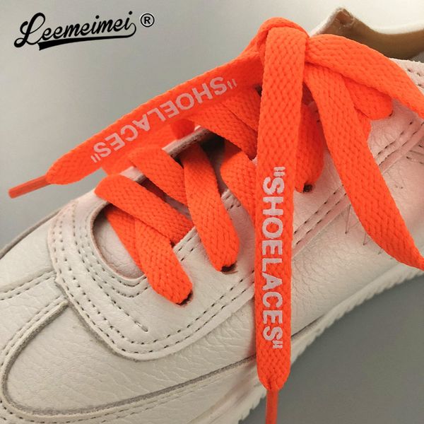 

120cm "shoelaces" single layer flat laces print letter ow shoe lace for sneakers boots black white green orange shoelaces