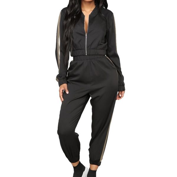 

2020 women's tracksuit sets long sleeve sweatsuits outfits casual sweatshirt jogging sweatpants suit zipper solid sport set, White;red