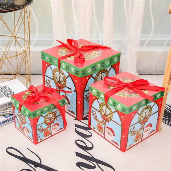 

three size diy christmas gift box family party candy chocolate box christmas decoration personality gift packaging window porps fa3257