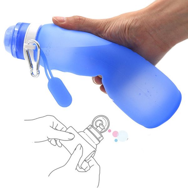 

600ml silicone folding water bottle outdoor sports supplies portable water bottle convenient travel anti-scalding insulated