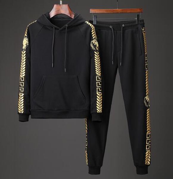 

19aw luxurious brand design kenzo full ff black print tracksuit jacket and trousers sets streetwear sweatshirts outdoor long pants, Blue;black