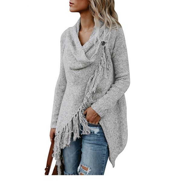 

tassel fringe shawl poncho cardigan jacket coat fashion women knitted winter warm sweater long sleeve cardigans oversized, Black;brown