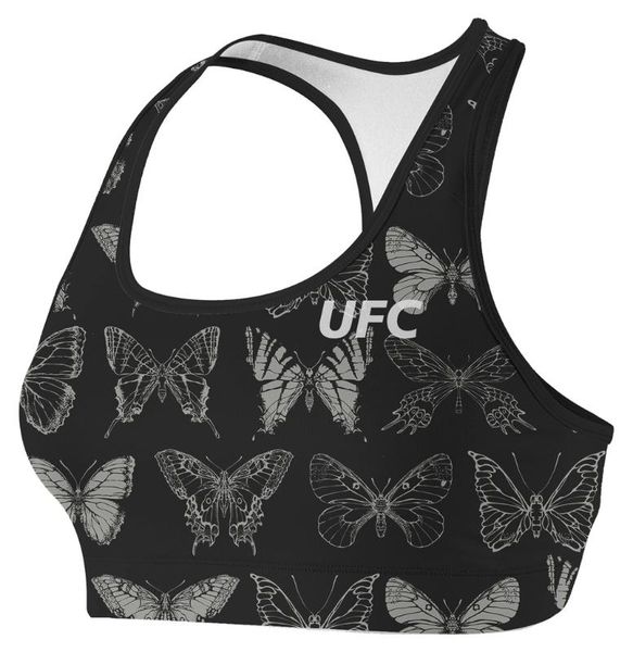 

женская бабочка полный printed racerback фитнес поддержка тренировки запуск bras, White;black
