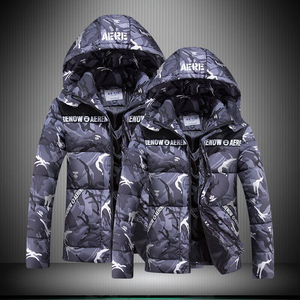 

2019 new arrival brand camouflage jacket fashion warm clothing winter men's cotton winter regular coat and coat, Black