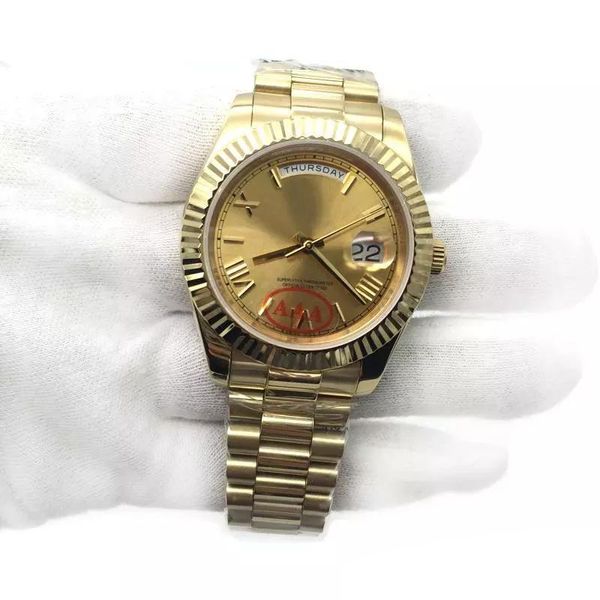 

2020 set 18k gold president day -date sapphire cystal geneva men watches automatic mechanical movement male wrist watch relo reloj, Slivery;brown