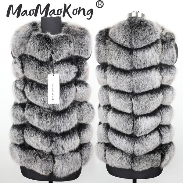 

2019 chaqueta de cuero de invierno chaqueta femenina piel zorro hierba natural chaleco manga larga para manten, Black
