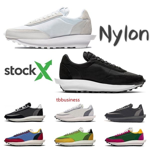 

stock x sacai ldv waffle running shoes for men black white nylon grey pine green gusto varsity blue mens trainers fashion sport sneakers
