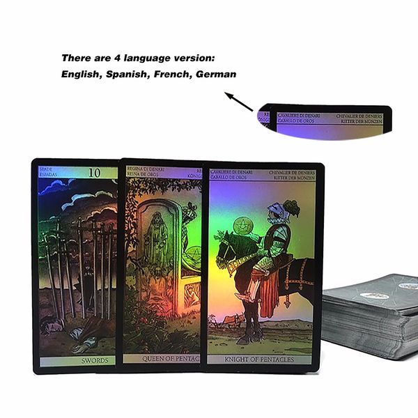 

english spanish french german version shine waite tarot cards holographic divination board game cards game for women
