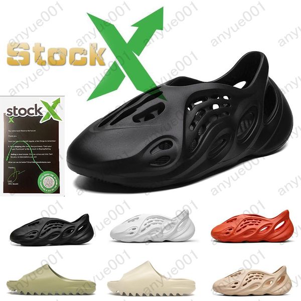 

kanye foam runner clog sandal fashion slides slipper bone desert sand resin women mens designer beach sandals slip-on platform size 36-45, Black