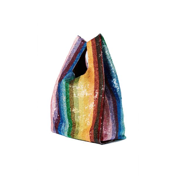 

luxury handbags colorful rainbow sequins totes women bag party evening clutch bags ladies beach bag banquet glitter tote stripe t200430