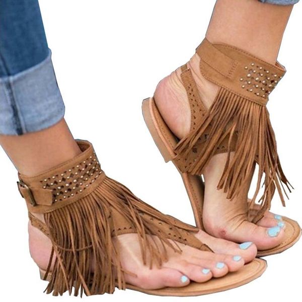 

sandals tassel fashion women spring women summer shoes flat gladiator comfortable ladies shoes black beige #y0618936q