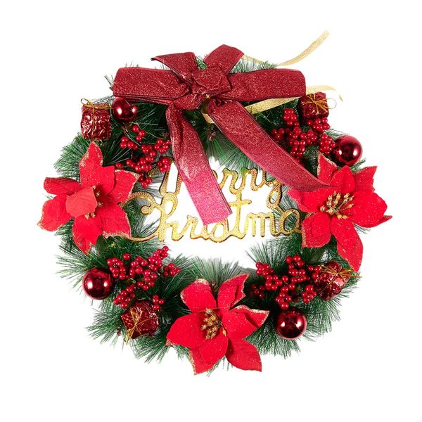 

afbc christmas wreath pine needles christmas decoration for home party, red 40cm