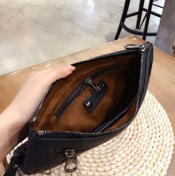 

designer men handbag woven wrist bag business leather fashion hand envelope bag fashion woven leather mens shoulder