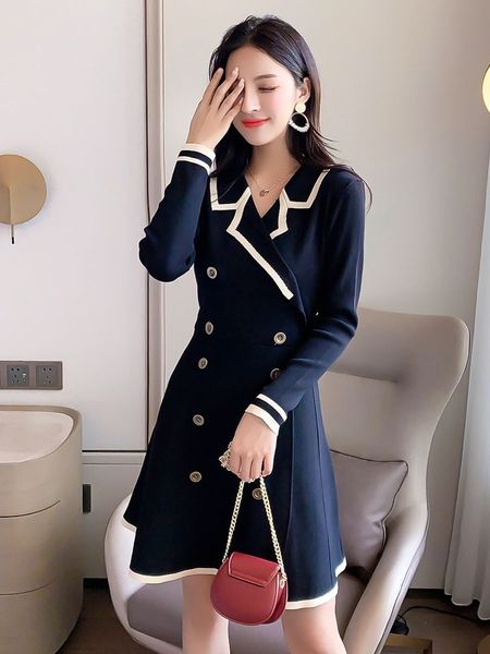 

women spring autumn luxury vintage fashion button dresses skirts designer elegant work party casual a25, Black;gray