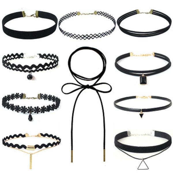 

кружева hollow designs бархатные колье ожерелье черный кожаный веревка цепной слой заявление chocker vintage готические украшения для женщин, Golden;silver