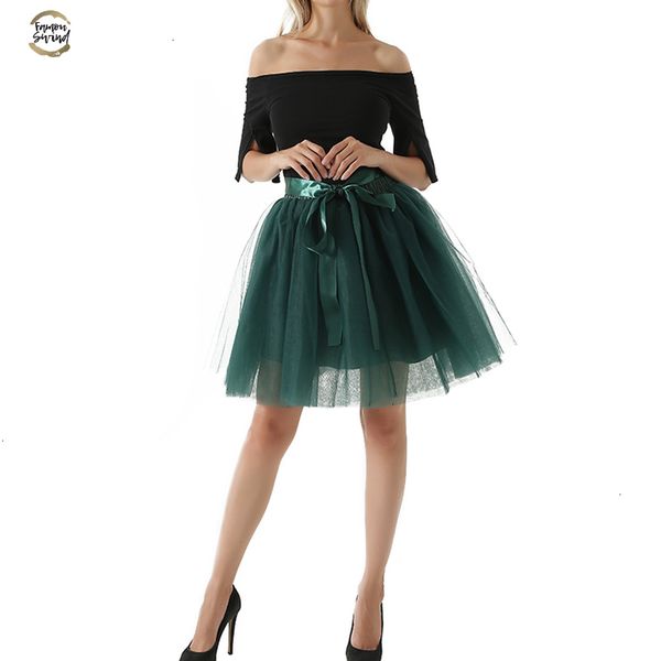 

layers 7 midi tulle skirt for girls fashion tutu skirts women ball gown party petticoat lolita faldas saia jupe, Black