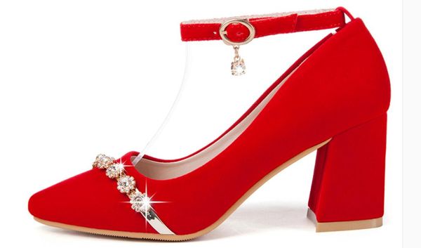 

2019 women's shoes in spring and autumn with new style high heel coarse heel pointed end suede shoes heel 3cm,5cm,7cm @2113, Black