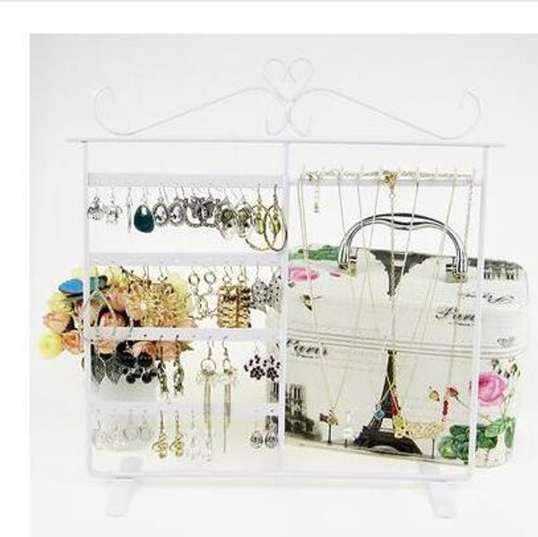

48 hole jewelry display stand holder earring display stand iron wall frame necklace holder accessories base storage dro 1pc c172, Black