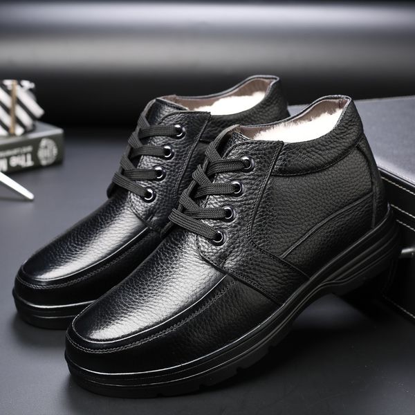 

genuine leather men boots winter ankle boots fashion footwear shoes men business casual high shoes zapatos de hombre863, Black