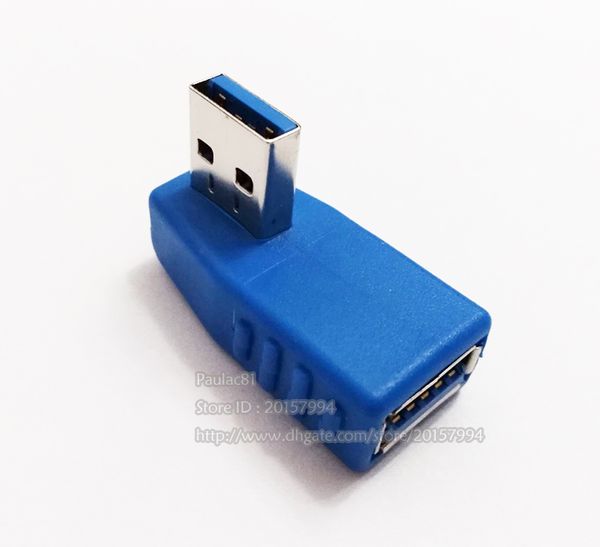 Anschlüsse, 90 Grad rechtwinkliger USB 3.0-Stecker/Buchse-Adapter, blaue Farbe/10 Stück