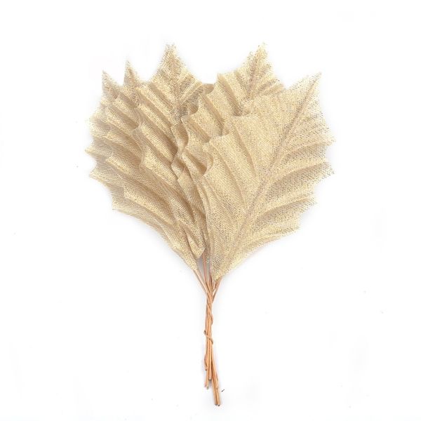 

10pcs gold silver artificial silk maple leaves home wedding party christmas decoration accessory scrapbooking fake flower other festive pa