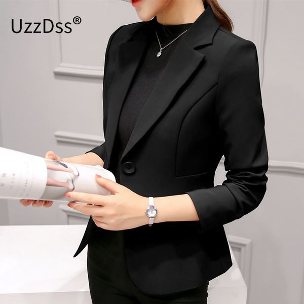 

brand spring autumn slim fit women formal jackets office work suit open front notched ladies solid black coat fashion coats, Black;brown