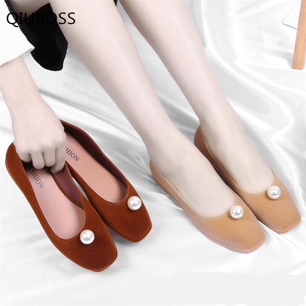 

qiuboss spring summer ladies shoes ballet flats women suede flat shoes woman ballerinas casual shoe sapato womens loafe q182, Black
