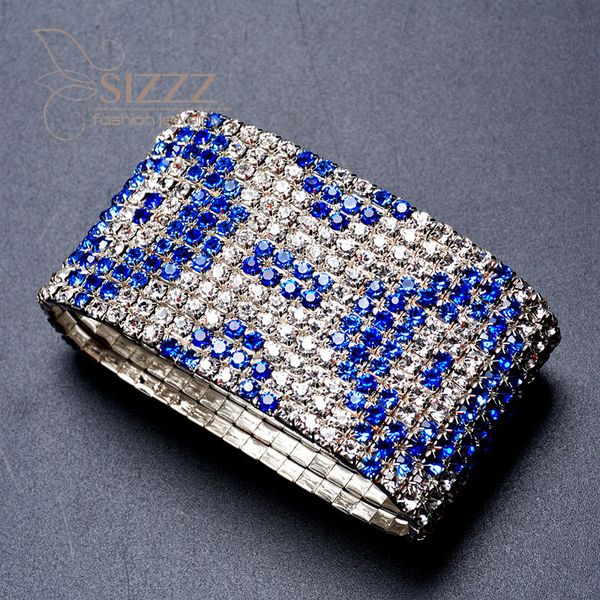 

sizzz 2019 fashion european and american high-end rhinestone wide big bracelet&bangles for women, Golden;silver