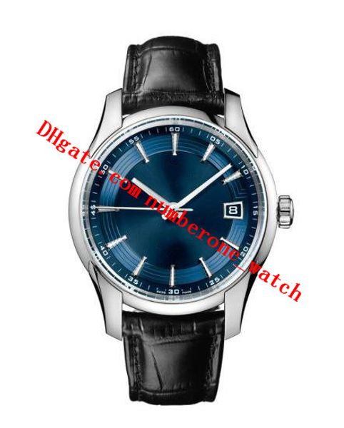 

2 style mens 41mm blue dial 431.33.41.21.03.001 stainless steel / leather strap automatic fashion men's watches wristwatch, Slivery;brown